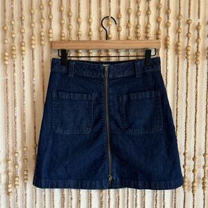 Madewell Denim Zip Up Pocket Coquette Cottage Boho Contemporary Utility Skirt